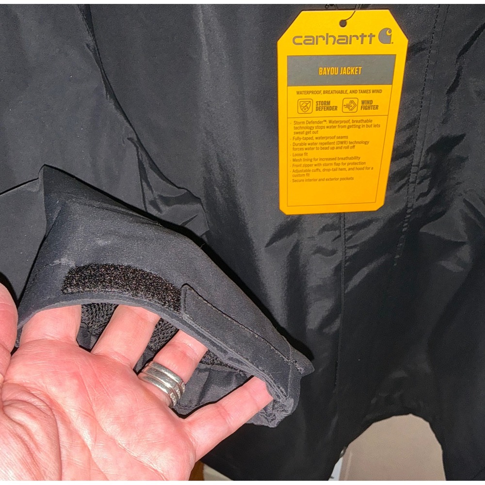 Carhartt Bayou Jacket Mens 2XL Black Storm Defender Waterproof Hooded OJ6434-M - Picture 11 of 16